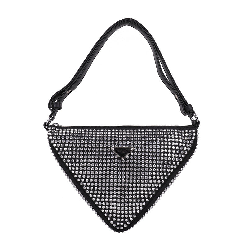 Dame ny mode tekstur fuld diamant one-shoulder skråtaske