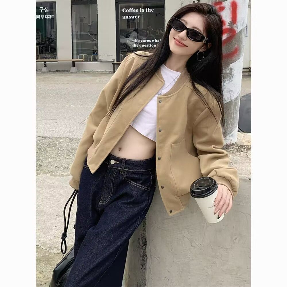 Retro Jacket Coat Design Loose Leisure Short Top