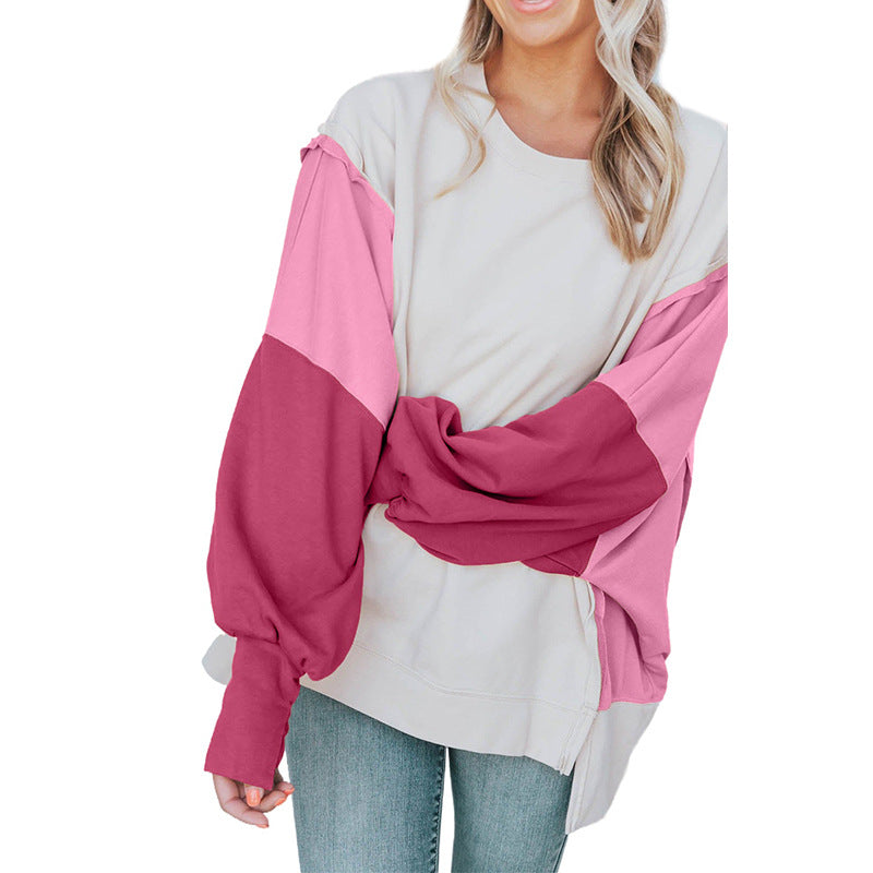 Ladies New Color Matching Long-sleeved Sweater