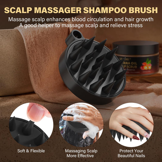 Batana Oil Scalp Scrub med Scalp Massager hårbottenskrubb, Exfolierande schampo med rosmarin som bekämpar mjäll, lugnar torr och kliande hårbotten, ger näring, rengör och främjar hårväxt, 310g