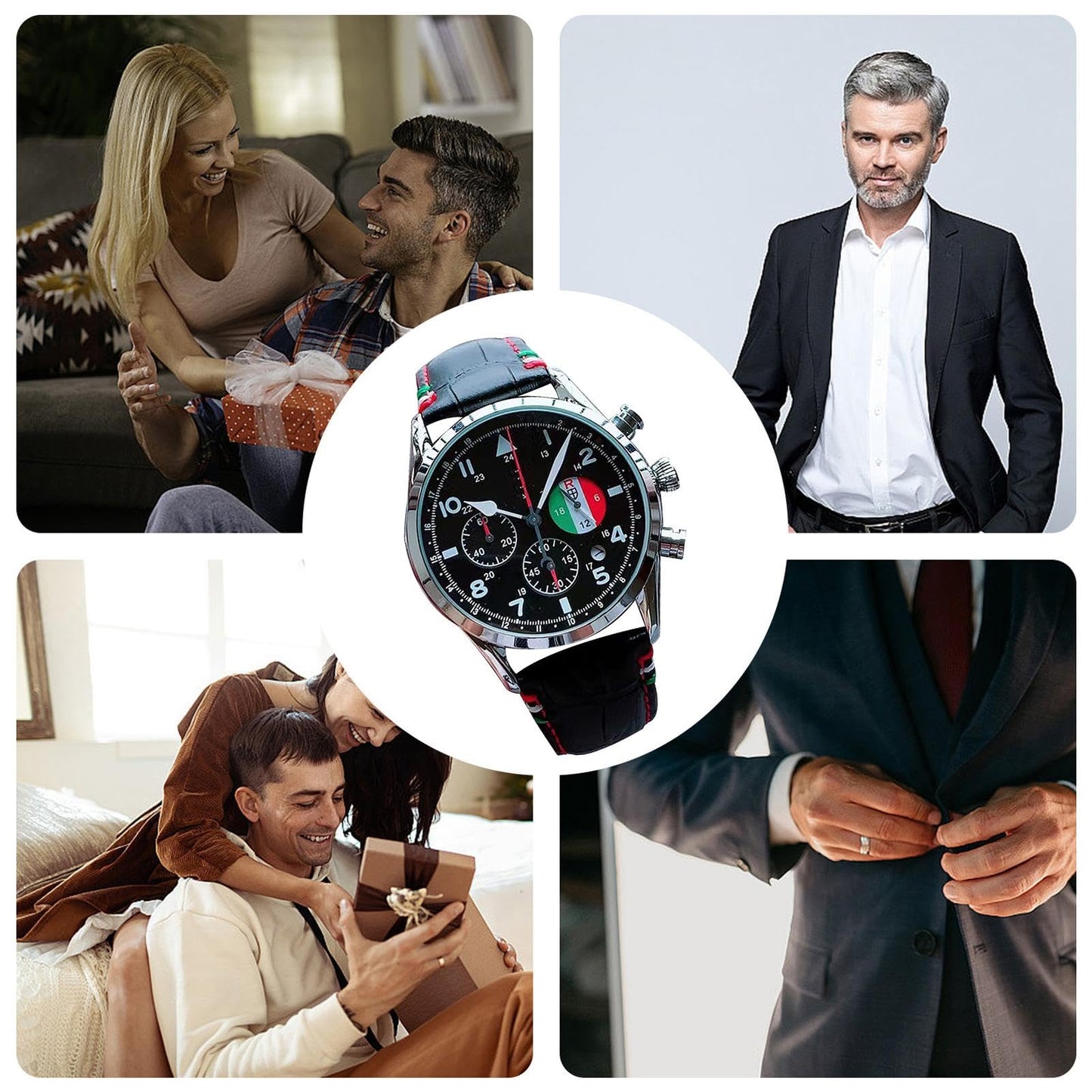 Analog Wristwatch, Mechanical Watch, Automatic Display Waterproof Stylish Men's Timepiece with Leather Strap for Business, Fashion, Calendar and 24-Hour Indication, 43mm Dial