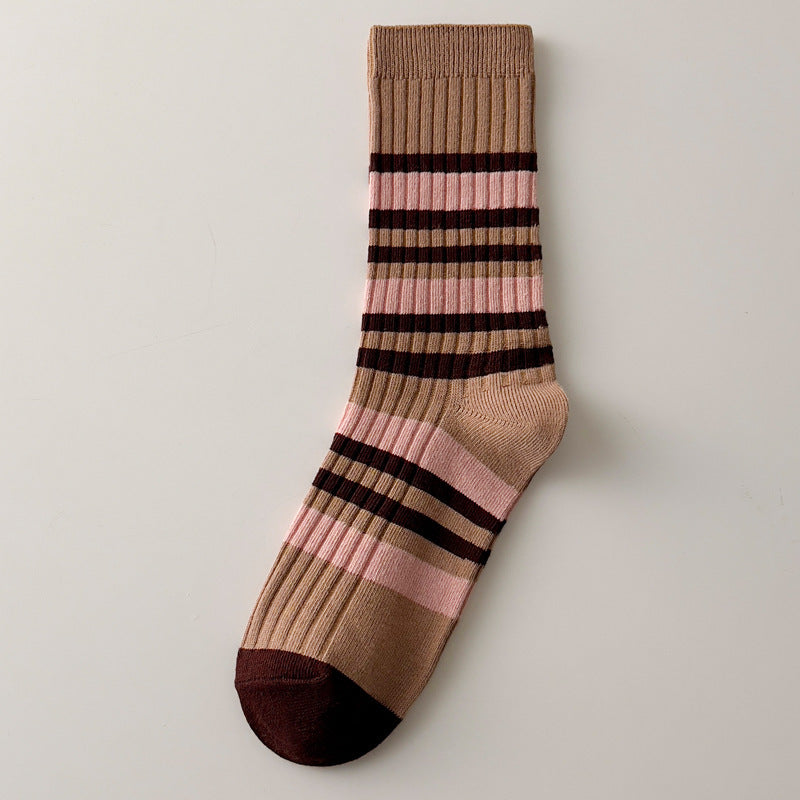 Women's Autumn And Winter Cotton Thickened Double Needle Tube Socks