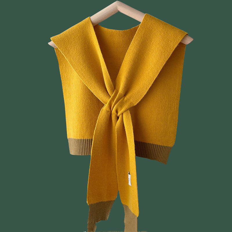 Shirt With Small Shawl Shirt Green Scarf Woolen Shoulder