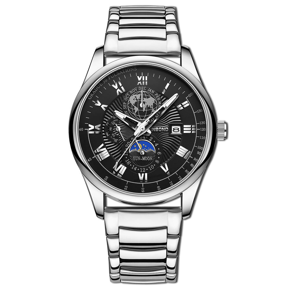 Men's Waterproof Luminous Wrist Belt Moon Quartz Watch