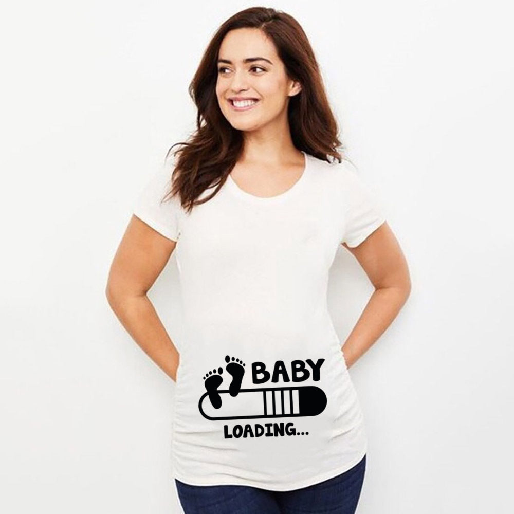 Baby Loading Printed Maternity T Shirt Pregnant Clothes