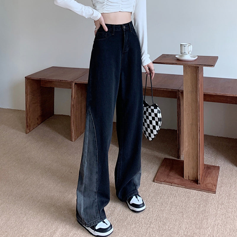 Women's Design Sense Niche Loose Straight High-waisted Thin Wide-leg Pants