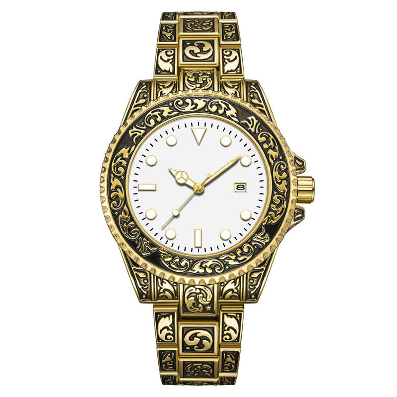 Men's Vintage Engraving Business Quartz Watch