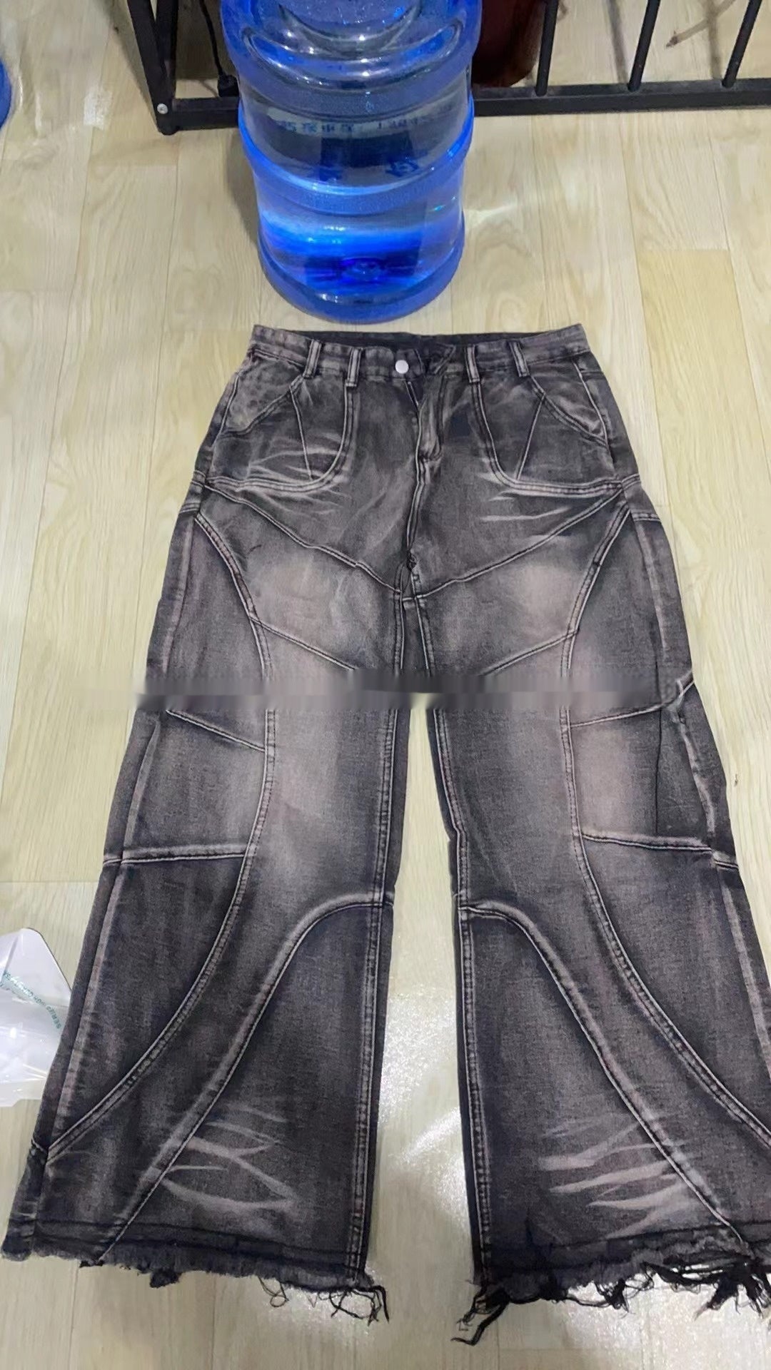 Casual Retro Washed Wide Leg Straight Jeans
