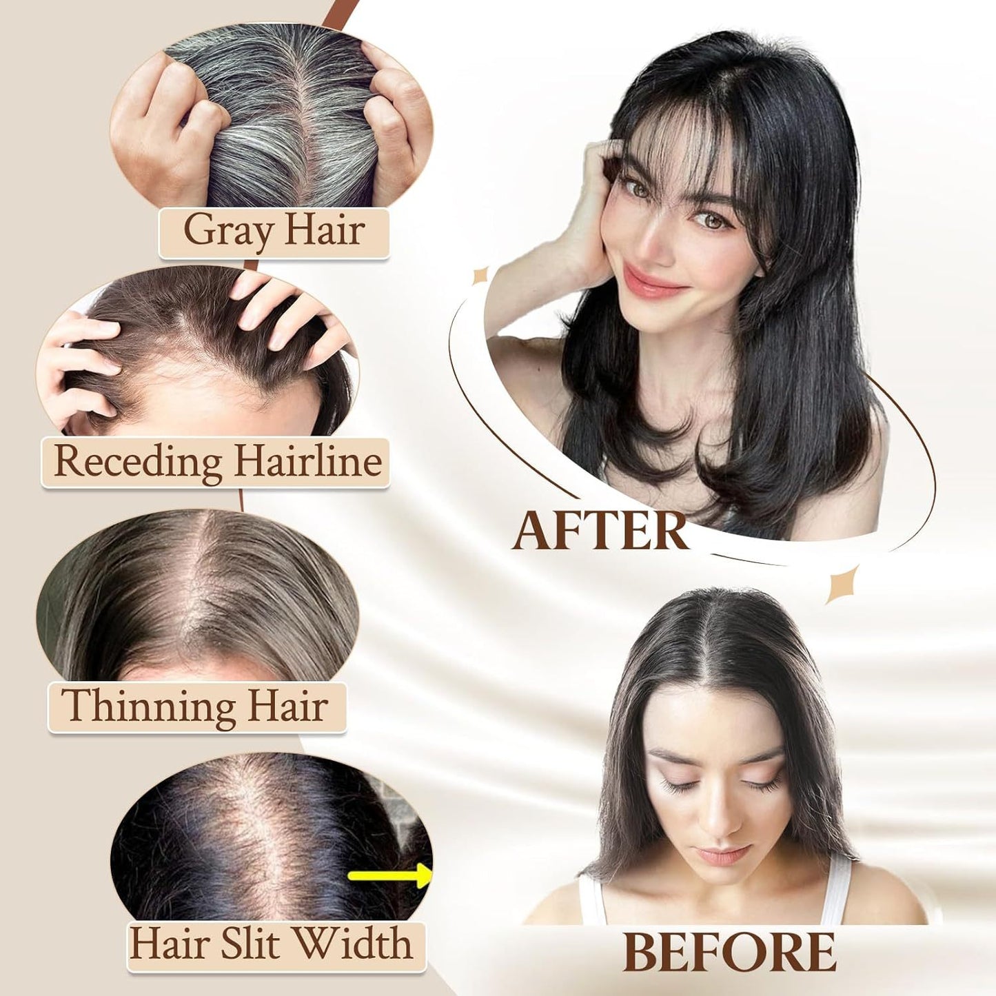 Wig Women's Natural Lightweight Breathable Cover Gray Hair Invisible