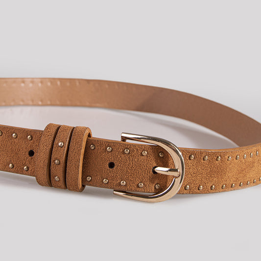Suede Rivet Western Style Belt Simple Pin Buckle Female Claw Nail