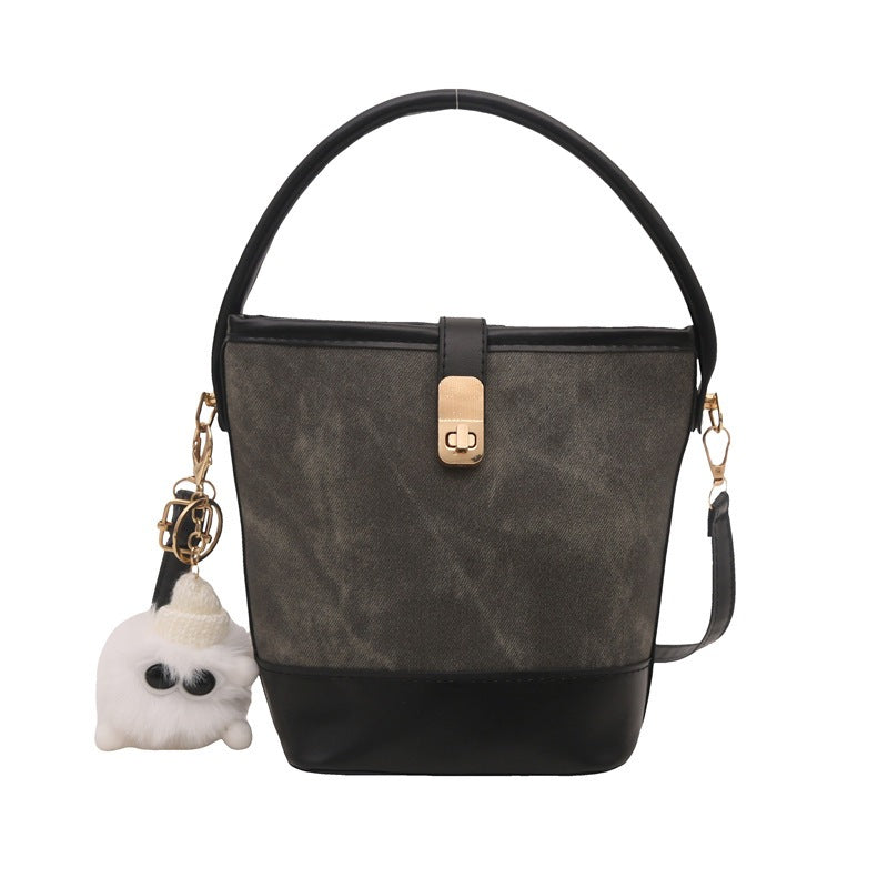 Retro Contrast Color Crossbody Bucket Bag Women