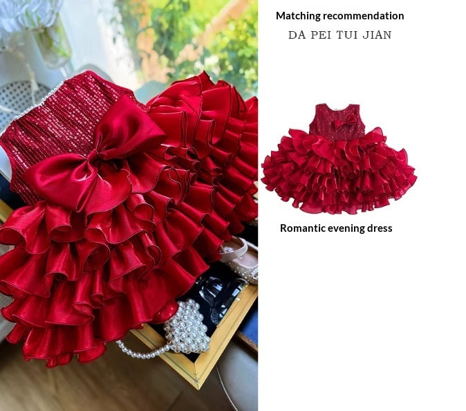 Light Luxury Western-style Birthday Princess Dress Performance Gown Wedding Flower Girl Dress