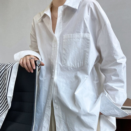 French Casual Simple Solid Color Shirt For Women
