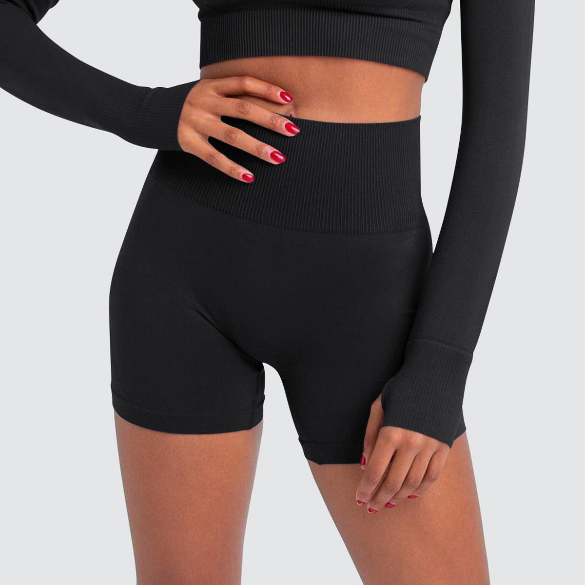 Seamless Sports Solid Color Tight Shorts