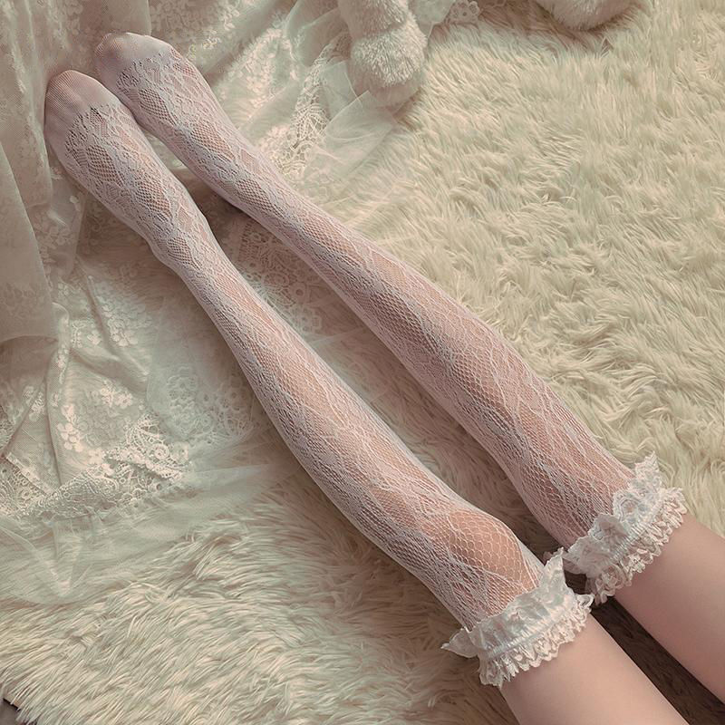 Japanese Jk Hollow Net Stockings Soft Sister Female Middle Tube