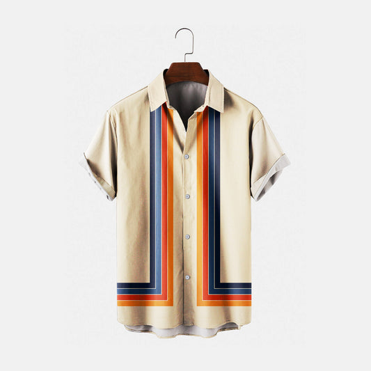Printed Trend Loose Short-sleeved Shirt Men's Top