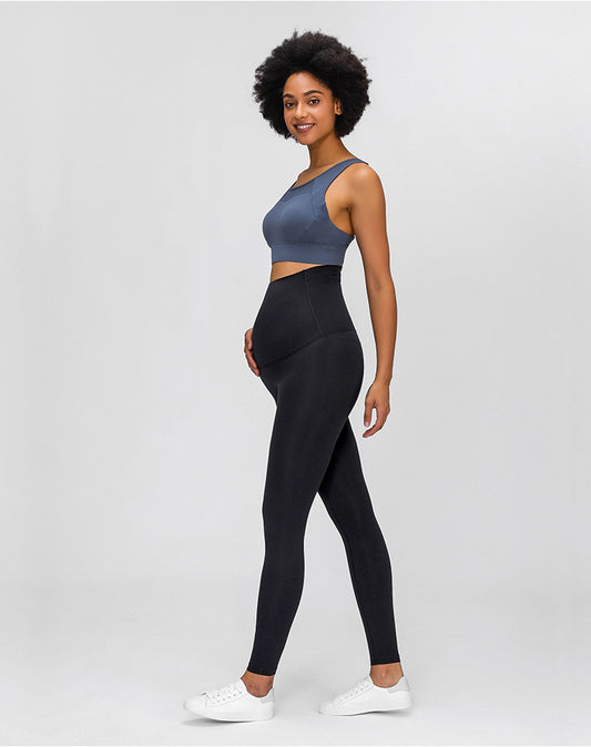 Brushed Abdomen Stretch High-waist Yoga Pants And Maternity Cropped Pants