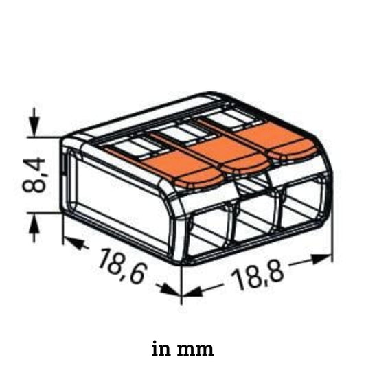 Wago 221-413 Compact-Kopplingsklämmor, 3-Steg, 0.14-4 mm², Paket med 50 Stycken