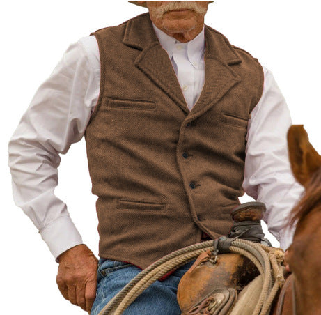 Men's Slim-fit Herringbone Vest Casual Business Suit Vest
