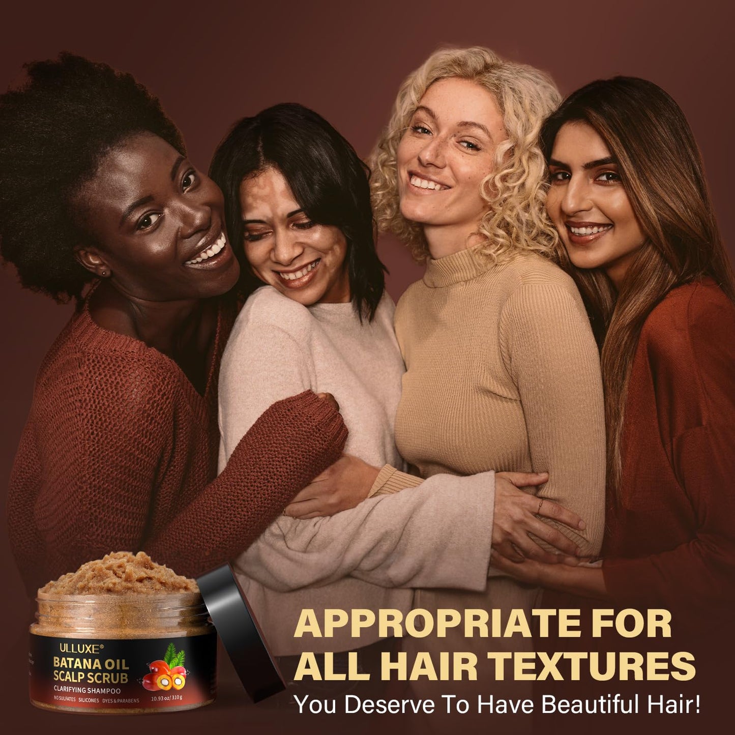 Batana Oil Scalp Scrub med Scalp Massager hårbottenskrubb, Exfolierande schampo med rosmarin som bekämpar mjäll, lugnar torr och kliande hårbotten, ger näring, rengör och främjar hårväxt, 310g