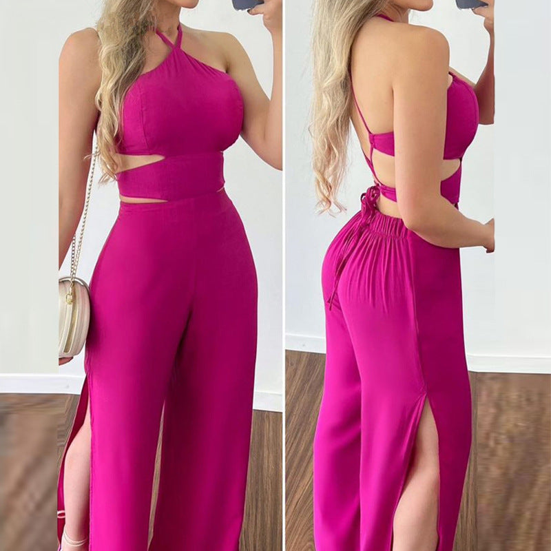 Women's Solid Color Wrap Chest High Waist Pants