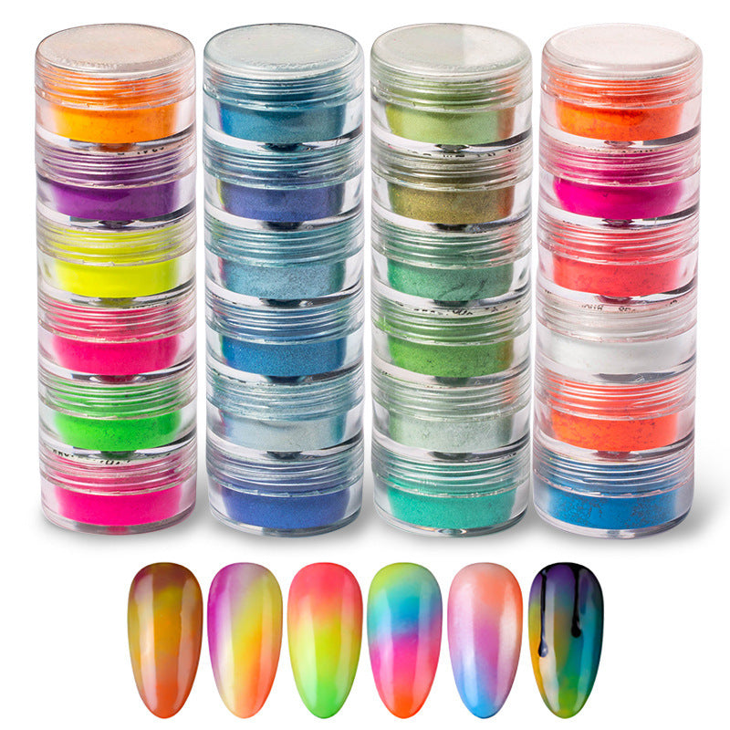 6-color Siamese Pearl Powder Glitter Fluorescent Powder Crystal Glue Silicone Mold