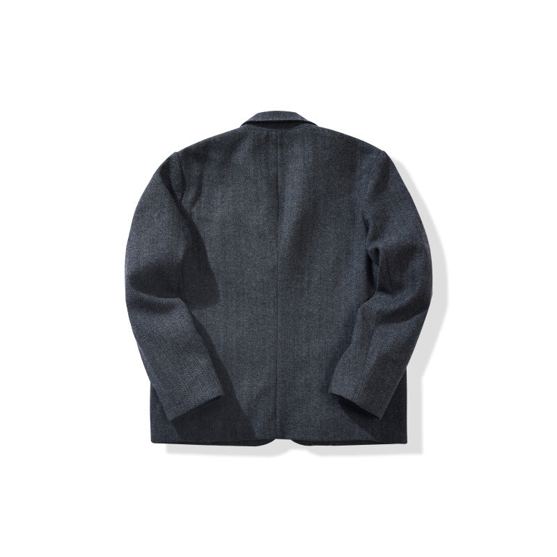 Men's Casual Retro Herringbone Thick Wool Jacket