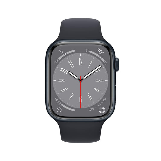 Apple Watch Series 8 (GPS, 45mm) Middernacht Aluminium Behuizing met Middernacht Sportbandje, Standaardmaat (Refurbished)
