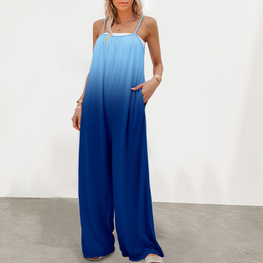 European And American Women's Plus Size Casual Loose Sleeveless High Waist Jumpsuit