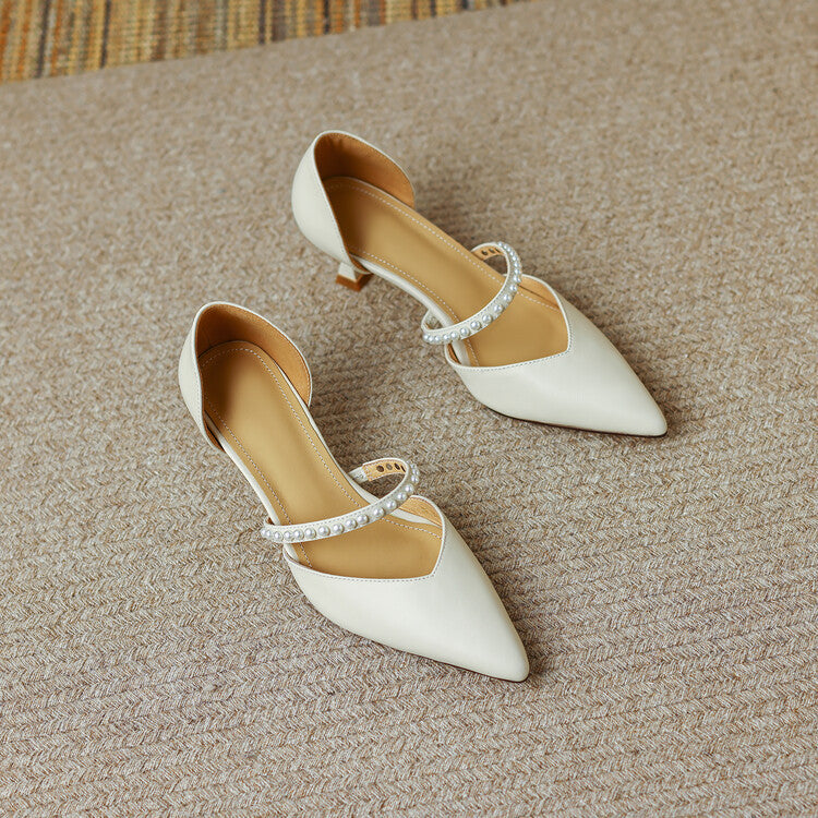 Vintage Exquisite Pearl Strap Hollow Sandals