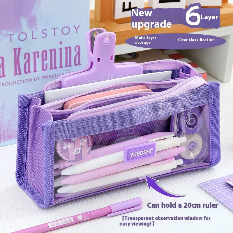 Pencil Case Large Capacity Transparent Good-looking Women's Internet Celebrity Stationery Box