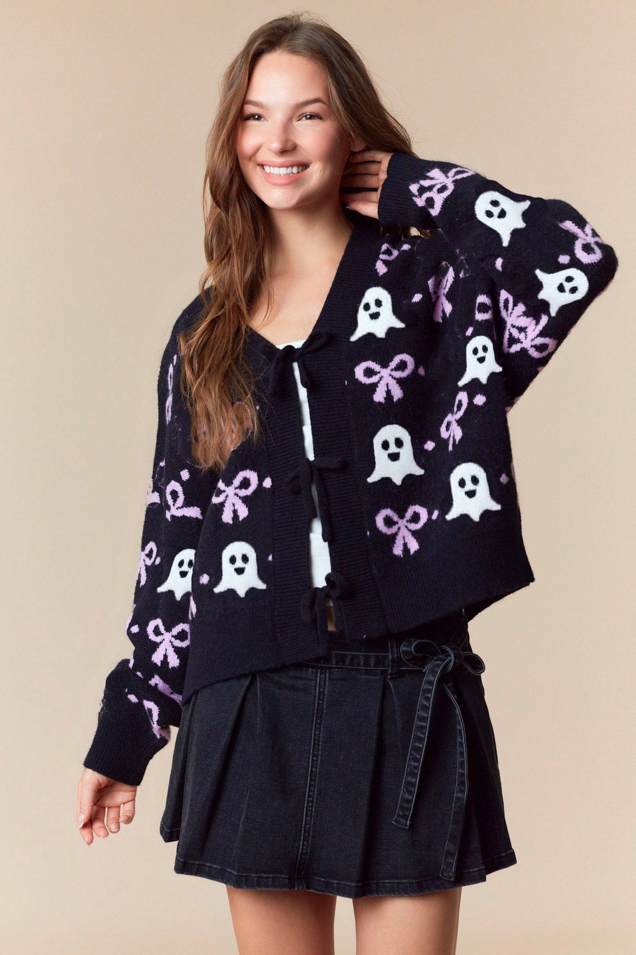 New Jacquard V-neck Cardigan Women's Long-sleeved Sweater
