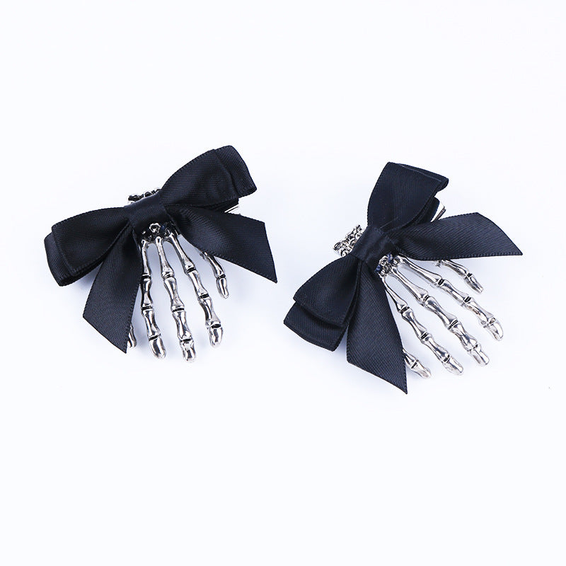 Personality Bow Skull Ghost Hand Claw Hairpin Headdress Retro Duckbill