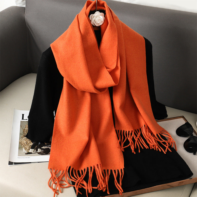 Solid Color Maillard Scarf Cashmere-like Women Warm Shawl