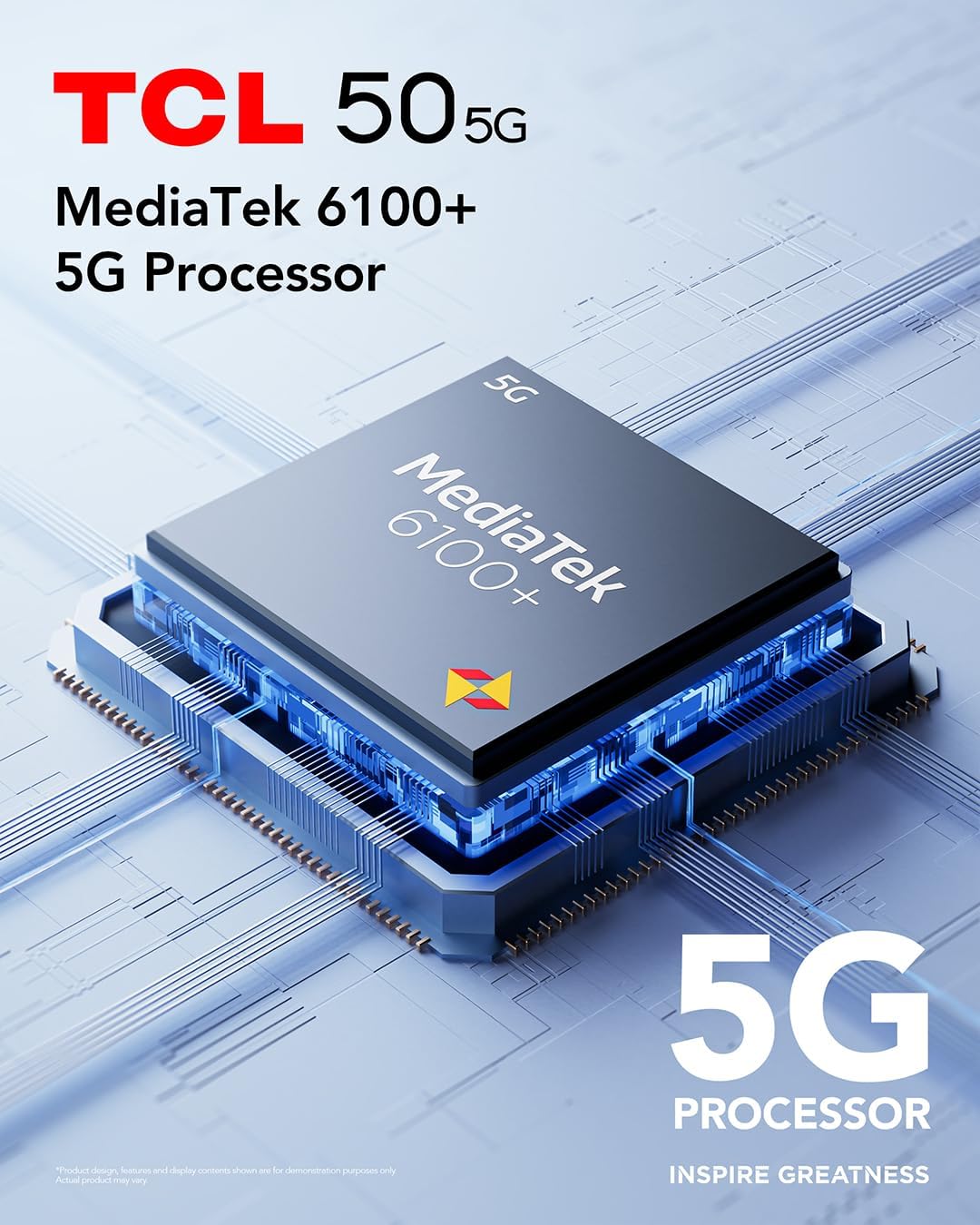 TCL Mobil 50 5G smartphone, MediaTek Dimensity 6100+ chipset, 6,56 tum HD+ 90Hz skärm, 128, 8 RAM, 4 och 4 RAM-förlängning, 50 MP hybrid dubbel kamera, Android 14, 5010 mAh
