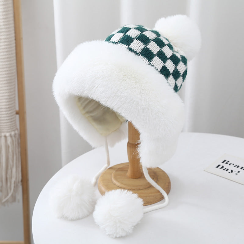 Korean Checkerboard And Fuzzy Lei Feng Hat