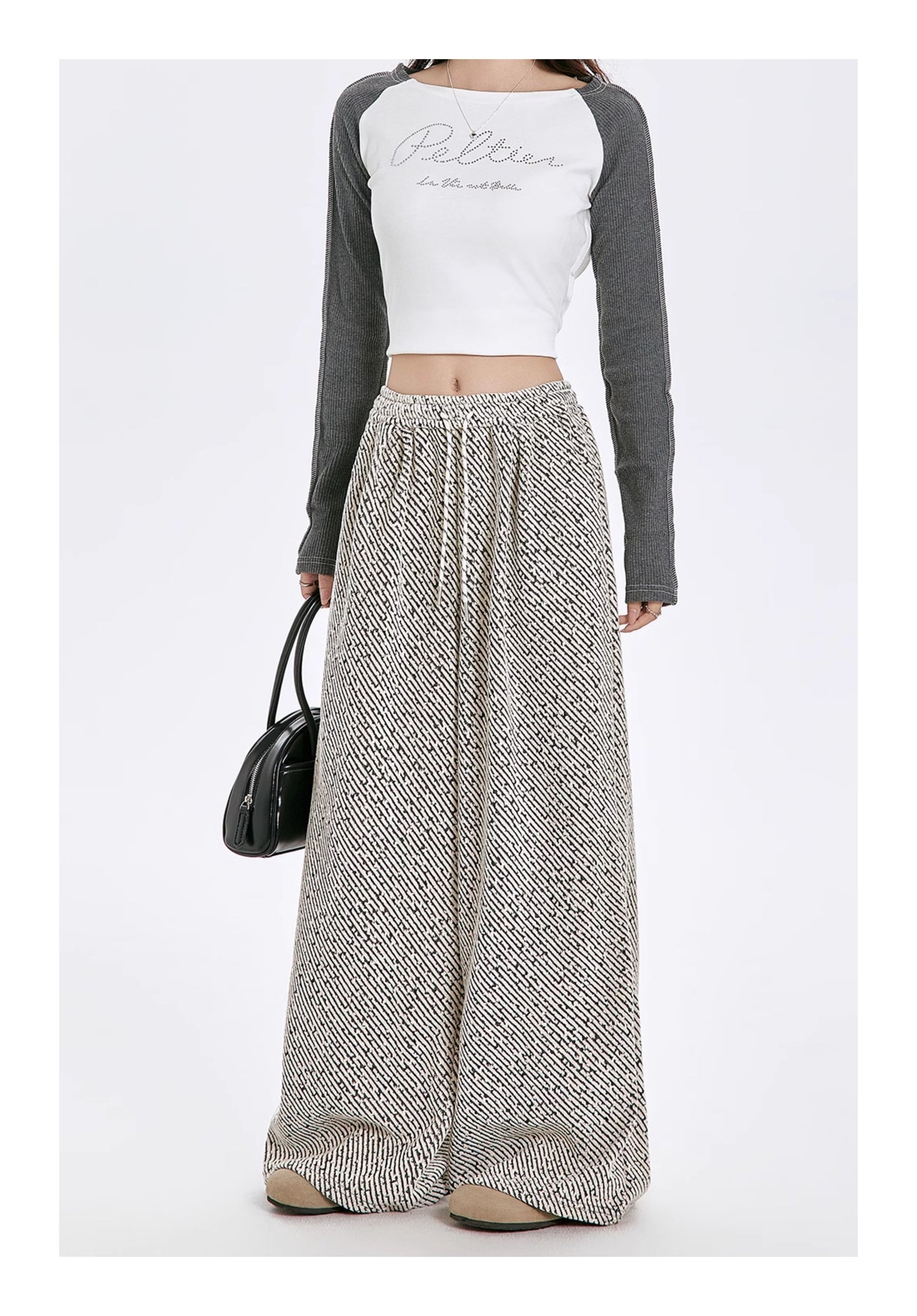 Striped Straight Casual Winter Loose Drooping Wide-leg Pants
