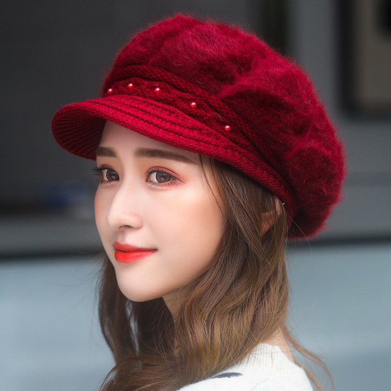 Winter Women's Fashion Velvet Padded Thermal Knitting Beret