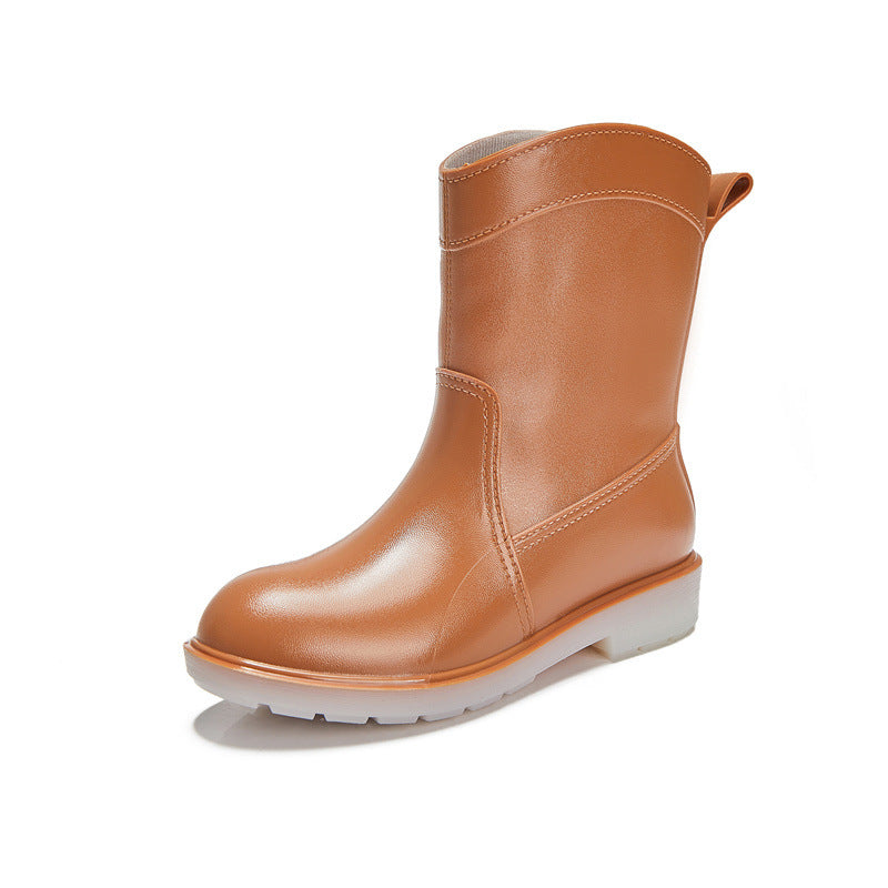 Waterproof Rubber Shoes Wear-resistant Mid-tube