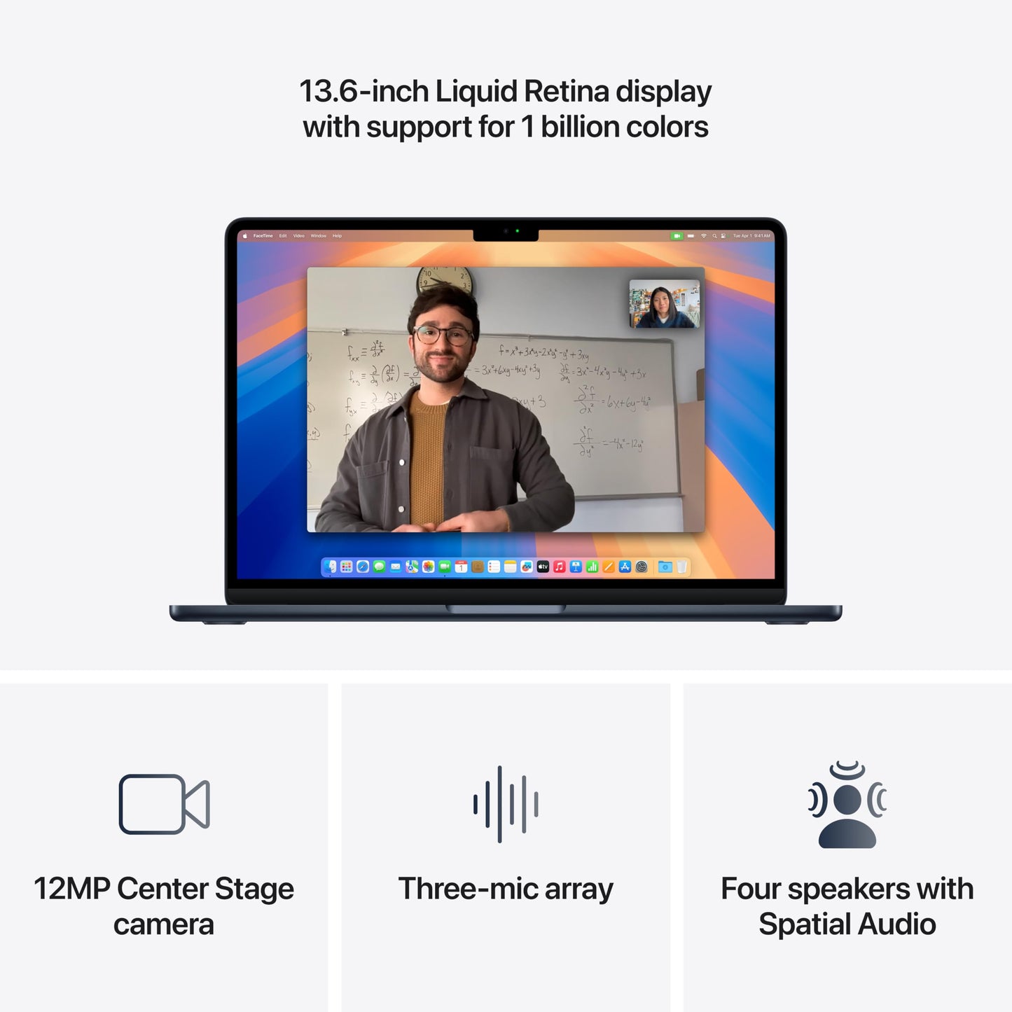 Apple 2025 MacBook Air 13 tum med M4-chip : 13,6-tums Liquid Retina-skärm, 16 GB enhetligt minne, 512 GB SSD-lagring, 12MP Center Stage-kamera, Touch ID, Byggd för Apple Intelligence; Midnatt