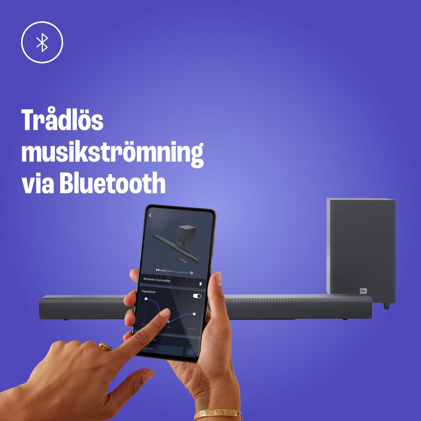 JBL Cinema SB 550, 3.1-kanals soundbar-högtalare med trådlös subwoofer, Dolby Audio, uteffekt 250 W, HDMI ARC och trådlös streaming via Bluetooth, svart