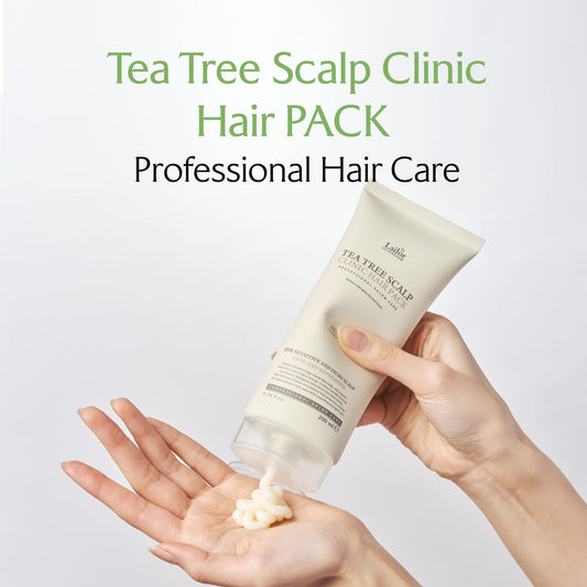 LA'DOR Tea Tree Scalp Clinic Hair Pack 200 ml – kylande uppfriskande hårbottenhår tea tree snigelslime grönt te extrakt hårbottenbehandling lindrar torr hårbotten böjer mjäll