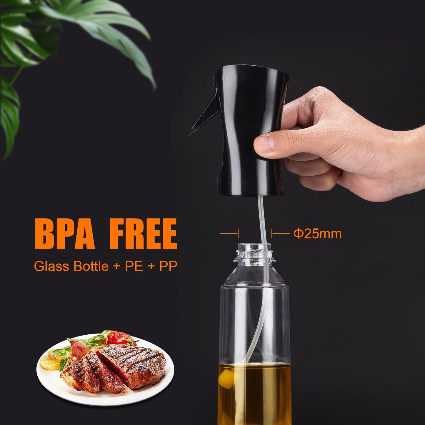 GRIFEMA GE2002B-300 oljespray, 300 ml matoljespray fri BPA, olivoljespray för luftfritös, sallader, grillar
