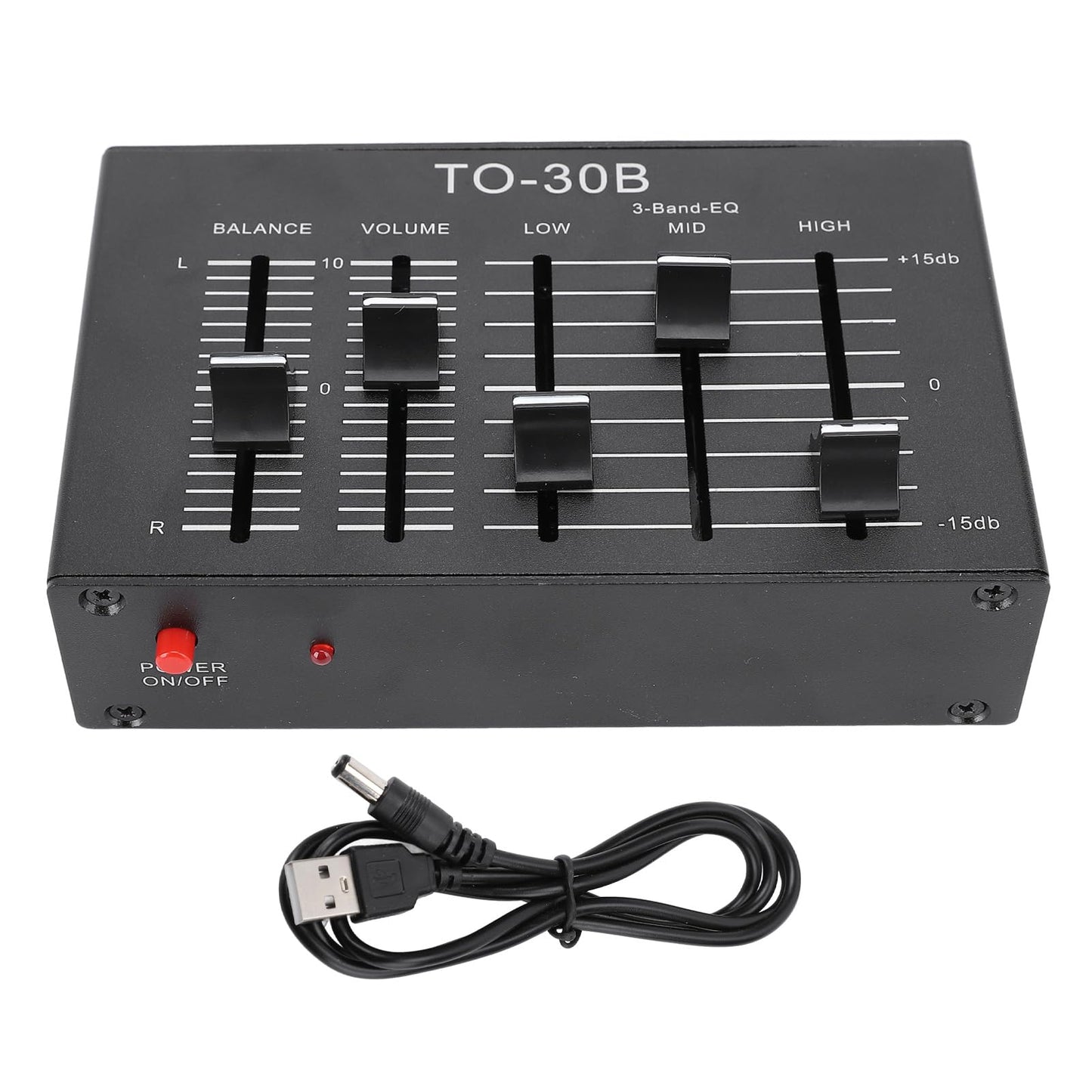3 Band Equalizer, 20Hz-20Khz High Medium Low EQ Stereo Equalizer Channel Digital Equalizer