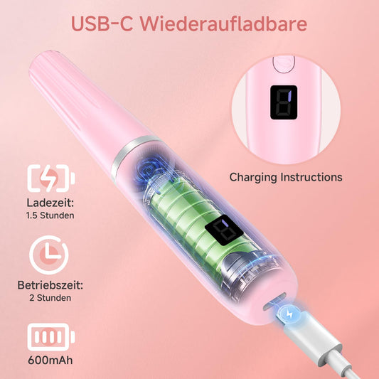 Nagelfräs för gelnaglar – 12 i 1 elektrisk nagelfil – manikyrset elektrisk 20 000 varv/min, 5 växlar elektrisk nageldrill, fräsnaglar för naturnaglar, akrylnaglar, gelnaglar, avlägsnar förhårdnader