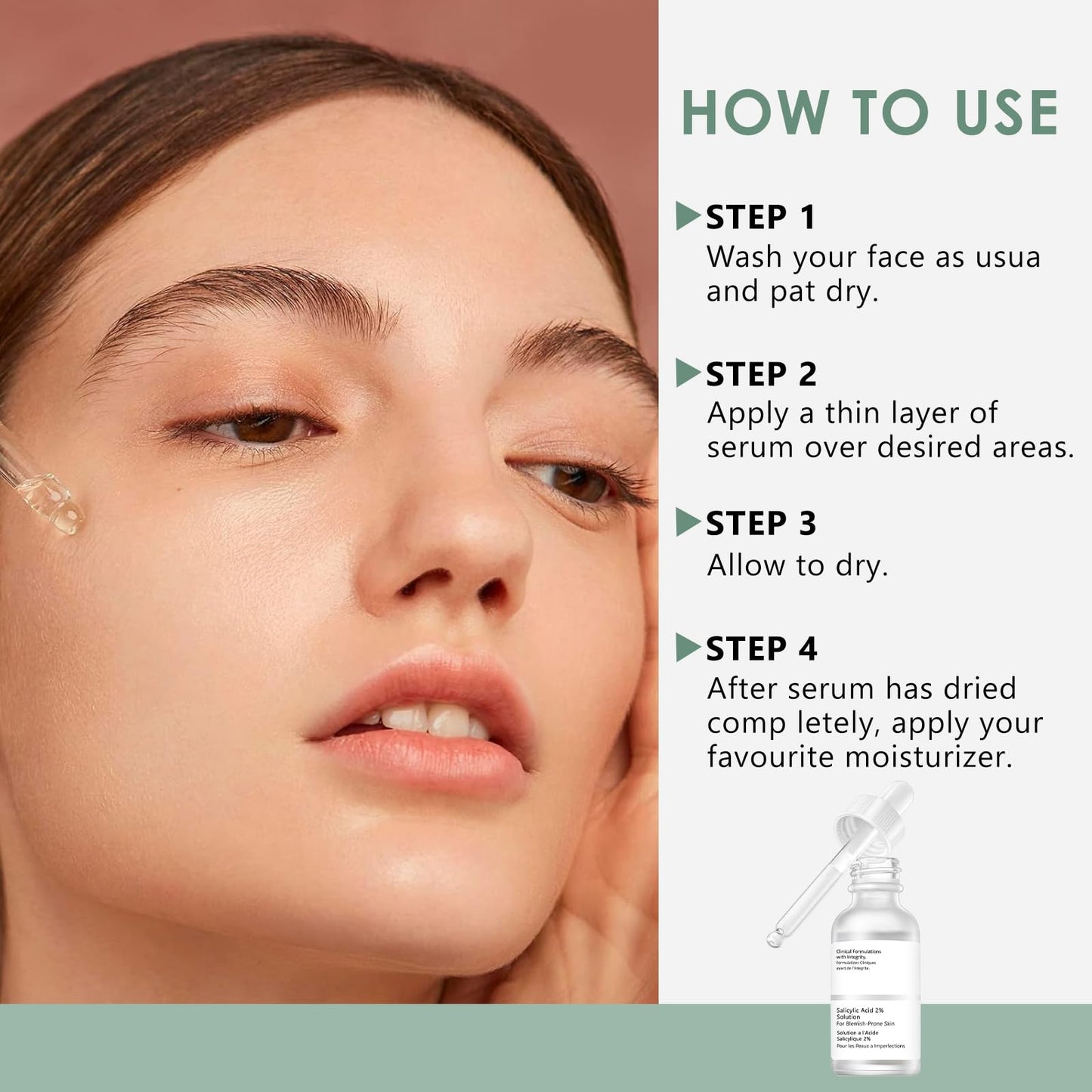 Salicylic Acid Serum 30 ml, salicylsyraserum minska porerna, ansikte exfoliant med salicylsyra, mot finnar