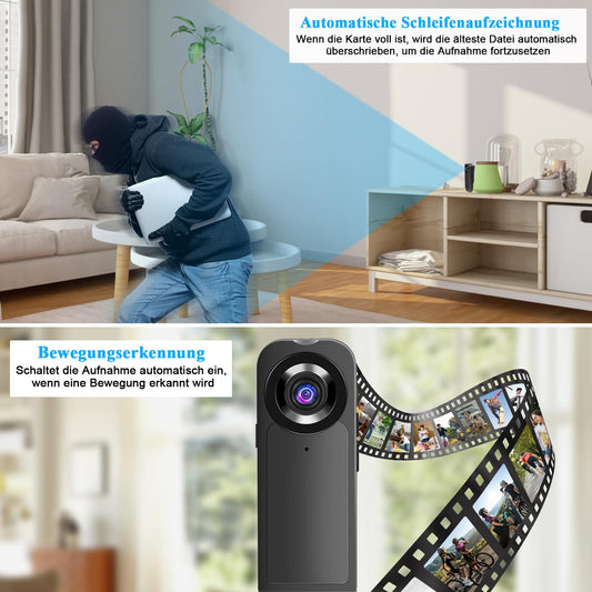 Pudet Luo Bodycam HD 1080P liten kamera med 32 GB minneskort, minikamera utan WLAN, ljudvideoinspelning bärbar miniövervakningskamera med mörkerseende för säkerhet, vakt
