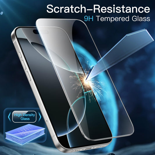 JETech Skärmskydd för iPhone 16 Pro 6,3-Tum, Härdat Glasfilm med Enkelt Installationsverktyg, Fodral-Vänligt, HD Klar, 3-Pack