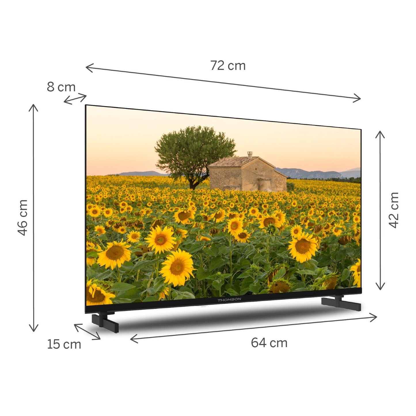 THOMSON 32 Tum (80 cm) LED HD Smart Android TV, Google Assistant, Wi-Fi, Dolby Digital, Bluetooth, Triple-Tuner (Kabel/Satellit/Antenn), HDMI, CI+, A+ Panel - 32HA2S13