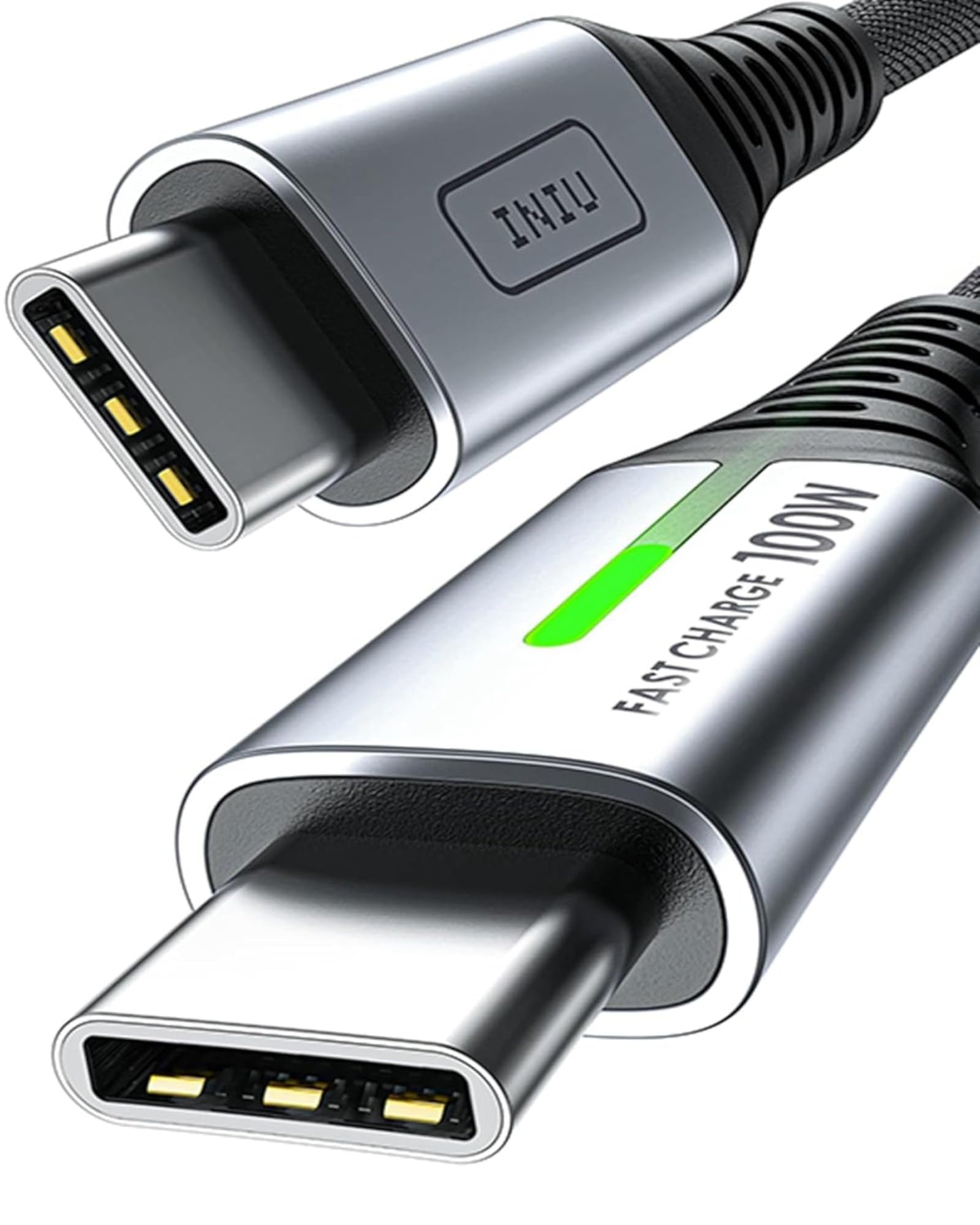 INIU USB C till USB C Kabel [2M/100W], PD&QC 4.0 USB-C Snabbladdningskabel, Nylonflätad Mobilladdare för iPhone 16/15 Pro Max Samsung Galaxy S24/S23/S22 A55/A35 iPad Air 6/Mini 5 MacBook Huawei Xiaomi